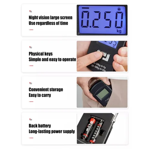 Vista 8 de Herramienta de medición de peso, báscula digital para maleta con capacidad de 110 libras110.2 lbs, báscula de pesaje portátil de acero inoxidable