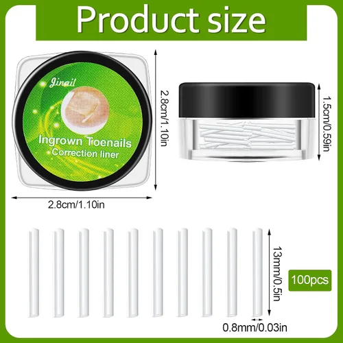 Vista 3 de 100 tiras correctoras de uñas encarnadas, parches de corrección de uñas de los pies, parches curvos para enderezar las uñas de los pies, clips