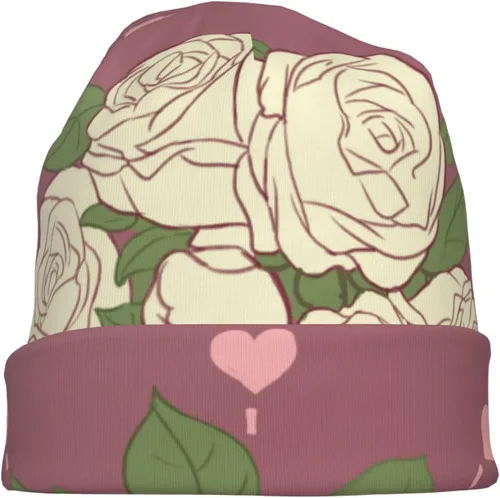 Vista 9 de White Rose of Love Warm and Breathable Men's and Women's Universal Versatile Brimless Hat, for Daily Home and Outdoor Activities Clothing Accessories