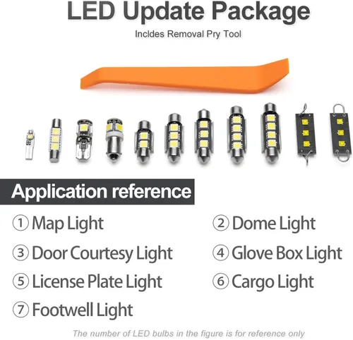 Vista 6 de 19 piezas de kit de bombillas LED interiores blancas para Hummer H2 2003-2009, bombilla de luz de mapa, cúpula, guantera, placa de matrícula