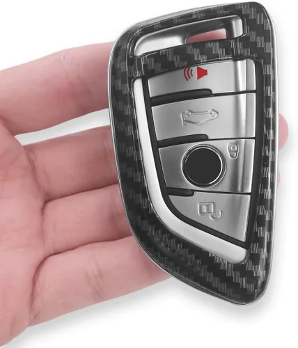 Vista 2 de x xotic tech Carcasa para llavero con patrón de fibra de carbono, color negro brillante, compatible con BMW 1 2 5 7 M Series X1 X3 X4 X5 X6 X7 Z4 M3