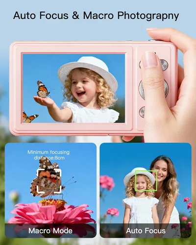 Vista 3 de Cámara digital, FHD 1080P apunta y dispara, tarjeta SD de 32 GB, 2