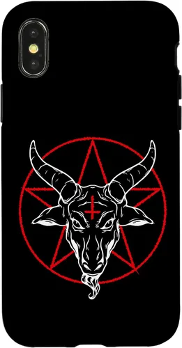 Vista 5 de iPhone 12/12 Pro Baphomet cabra - Estuche Satánico Pentagrama