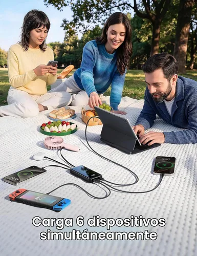 Vista 3 de Cargador portátil 50000mAh, 4 cables incorporados,Banco de energía de carga