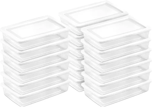 Vista 10 de Sterilite - Paquete de 12 cajas de almacenamiento apilables con tapas a presión; contenedor organizador de plástico resistente para armario, baño
