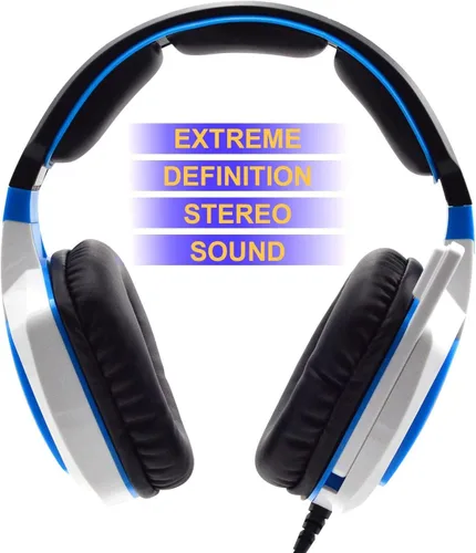 Vista 3 de Anivia Auriculares sobre la oreja para computadora con cable con micrófono, auriculares estéreo de 0.138in para juegos con graves, sonido