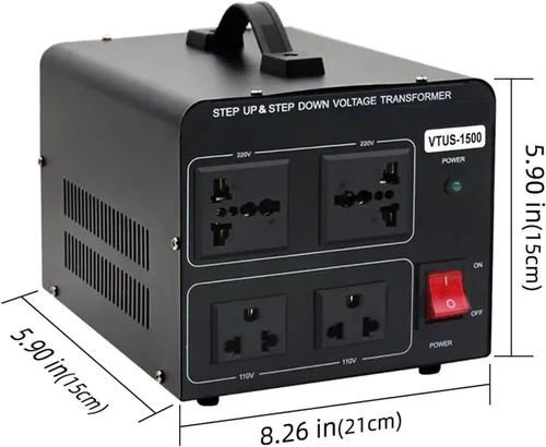 Vista 3 de Transformador de voltaje 1500W AC110V-AC220V Cambiador Elevación/Baja Voltaje Japón/U+S Salida estándar (VTJP 5000W)