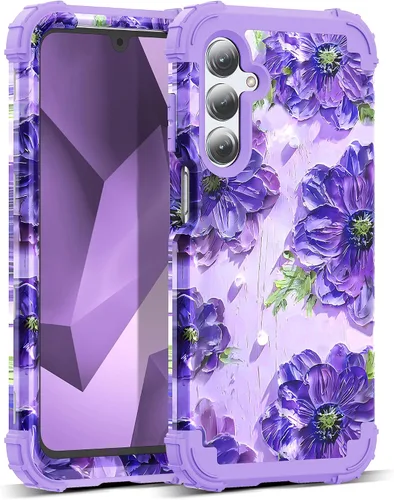 Vista 51 de Funda para Galaxy A14 5G Case, Patrón Floral 3 en 1 Protección Resistente de Servicio Pesado a Prueba de Golpes Parachoques de Goma de Silicona