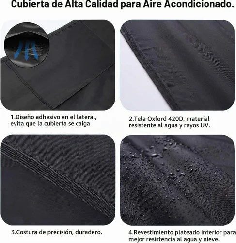 Vista 6 de Cubierta de Aire Acondicionado para Unidades Exteriores con Correas Resistentes al Viento y Hebillas Reforzadas 420D Cubiertas Cuadradas de CA