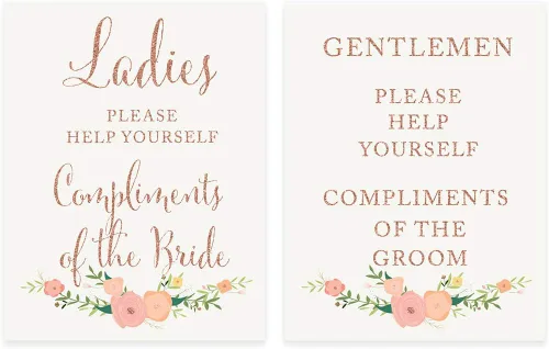 Vista 52 de Andaz Press Letreros de fiesta de boda, purpurina de oro rosa sintético con flores, 8.5 x 11 pulgadas, resalta tu versículo bíblico favorito