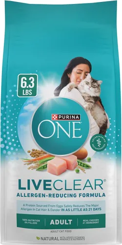 Vista 12 de Purina ONE LiveClear - Comida seca para gatos con reducción de alérgenos con pollo real como ingrediente principal - Bolsa de 3 libras