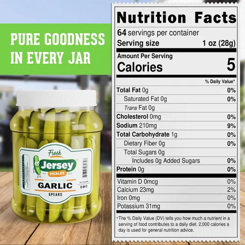 Vista 2 de Jersey Pickles - Lanzas de eneldo de ajo frescas (medio galón) - Fresco, apto para dieta cetogénica y perfecto para aperitivos, sándwiches