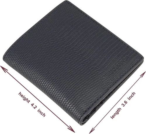 Vista 6 de BOTANNER Mini monedero de bolsillo compacto de cuero para mujer con seguridad RFID - NEGRO, marino, Minimalista