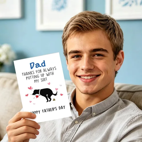 Vista 6 de Huameigf Tarjeta de regalo para el día del padre de parte del perro, linda tarjeta del día del padre de hijo hija, mejor papá perro, regalo