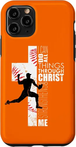 Vista 10 de iPhone 15 Naranja Cristiano Baseball Pitcher Regalos Adolescente Niños Hombres Teléfono Case