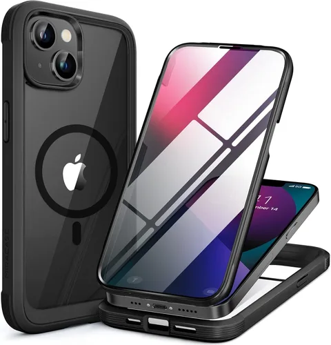 Vista 186 de Miracase - Funda magnética para iPhone 13 Pro Max de 6.7 pulgadas (compatible con MagSafe), transparente, completo, protector de pantalla de vidrio