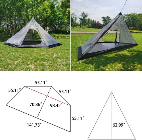 Vista 2 de Mosquitera de malla interior con fondo de bañera para tienda caliente Tipi