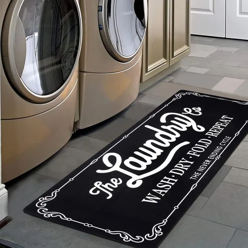 Vista 23 de Pauwer - Alfombra de cocina estilo granja, 20"X48", beige, antideslizante, lavable, hecha a máquina Goma, lavable, duradero, fácil de limpiar