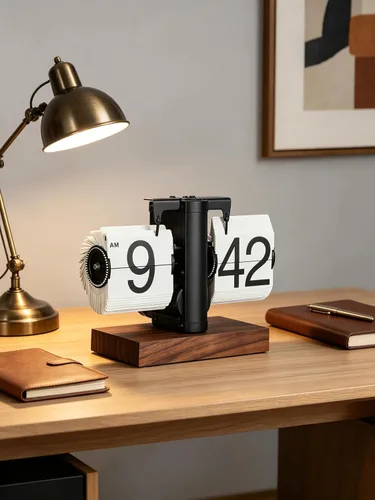 Vista 7 de Reloj retro con tapa, reloj de escritorio con pilas, reloj de mesa abatible de 12 horas, reloj mecánico retro abatible de gran número con base