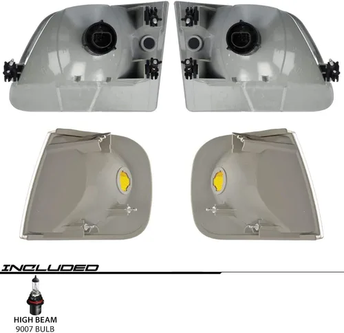 Vista 4 de Faros halógenos tipo OE compatibles con FOR.D 97-03 F-150 97-99 F-250 LIGHT DUTY 97-02 EXPEDITION