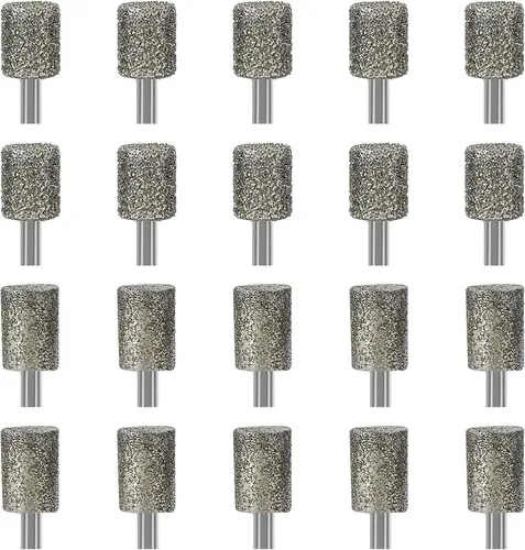 Vista 8 de Juego de tallado de piedra, HOMEIDOL 10 piezas de brocas de diamante recubiertas de 8 mm con cabeza cilíndrica montada en puntos, juego de rebabas