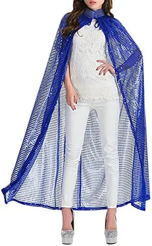 Vista 2 de Capa larga para mujer, para cosplay, Halloween, Navidad, fiesta, lentejuelas, capa
