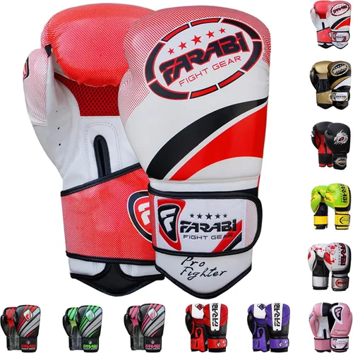 Vista 7 de Farabi Guantes de boxeo Pro Fighter Sparring Gym Bag Punching Focus Pad Mitts