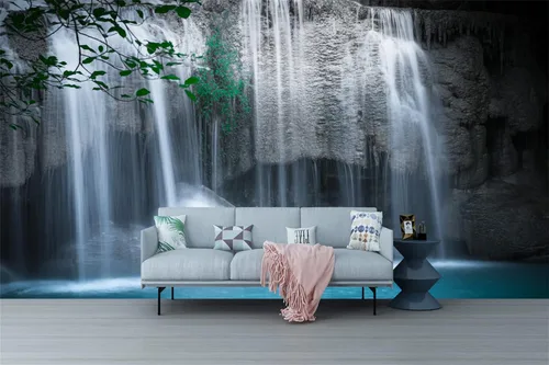 Vista 22 de FLFK Murales de pared autoadhesivos de cascada de bambú 3D de 78.7 x 59 pulgadas, papel tapiz para despegar y pegar, pintura para decoración