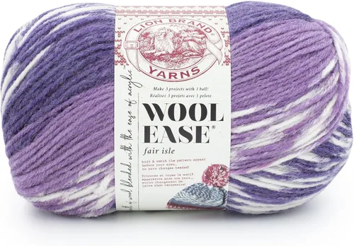Vista 23 de Lion Brand Yarn - Ovillo de lana Wool Ease Fair Isle, hilo para tejer, color beige/oliva, 1 unidad Worsted Weight Wool Acrylic Blend Knit &