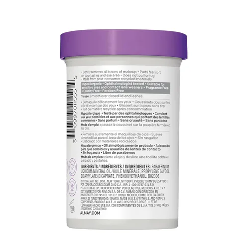 Vista 7 de Almay Almohadillas removedoras de maquillaje de ojos de larga duración e impermeables, 80 unidades (paquete de 4)