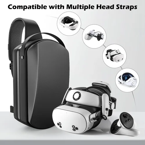 Vista 5 de Bolso bandolera de moda compatible con Oculus Quest 2Meta Quest 3Meta Quest 3SVision ProElite correas de correa, accesorios para controlador