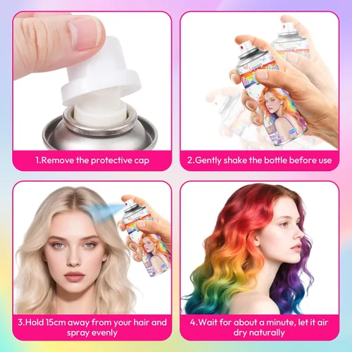 Vista 3 de Spray de color gris para el cabello – Tinte temporal para mujeres, niños
