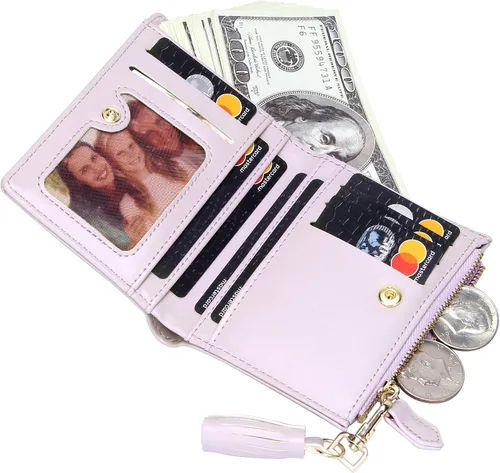 Vista 4 de FEITH & FELLY - Pequeña billetera plegable para mujer con monedero con cremallera y tarjetero