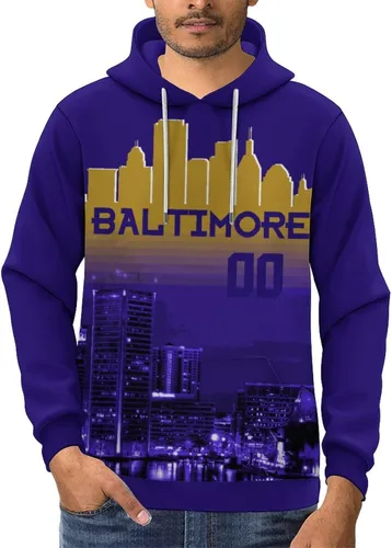 Vista 112 de Custom Football Hoodies City Night Skyline Personalized Sweatshirt Name Number Fan Gift Pullover for Men Women Youth
