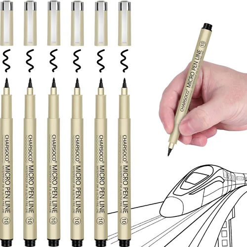 Vista 19 de XS Micro Pen, paquete de 6 bolígrafos negros de punta fina con tinta de archivo impermeable, bolígrafos de tinta fina de 0.039-0.079 in