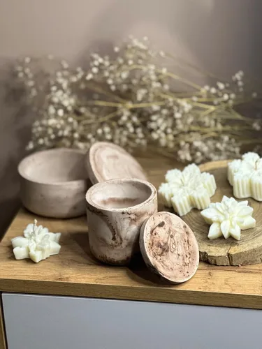 Vista 3 de 2 piezas Caja de almacenamiento grande con tapas, moldes de olla de silicona creativos para velas, moldes redondos de hormigón con tapa