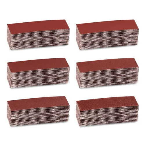 Vista 5 de Kit de 100 piezas de papel de lija de microdetalles de 3.5 x 1.2 pulgadas, tiras de papel de lija de gancho y bucle, grano 80, micro acabado