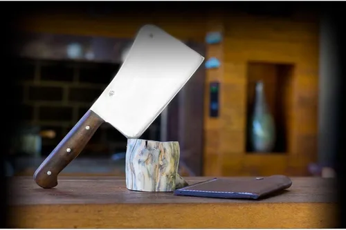 Vista 2 de Brazilian Flame Cuchillo de carnicero para chef, hoja de acero inoxidable 420C de 10 pulgadas, ultra afilado, mango ergonómico, resistente