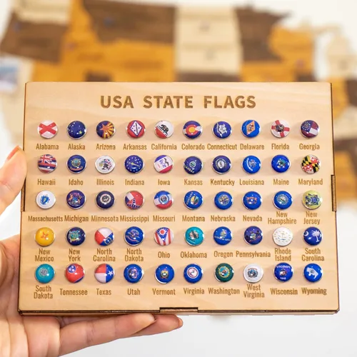 Vista 8 de HYPERI Arte de pared de madera 3D con mapa de Estados Unidos, decoración grande, mapa de viaje de Estados Unidos con chinchetas, Navidad, Año Nuevo