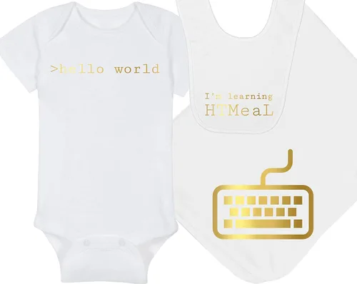 Vista 30 de >hello world - Techie Baby Onesie - Sombrero - Manta - Combinaciones de paquete de babero