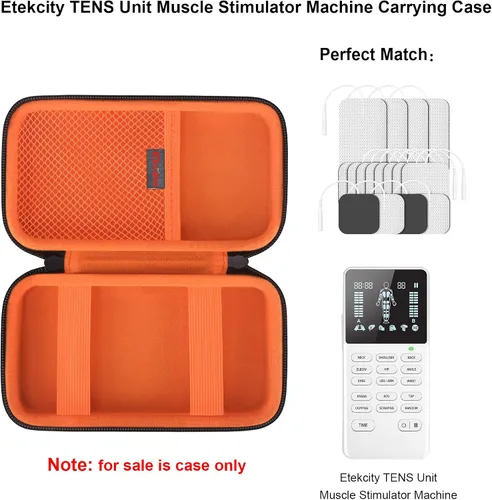 Vista 2 de Elonbo Estuche de transporte para máquina estimuladora muscular Etekcity TENS, bolsa organizadora de viaje dura para masajeador de pulso eléctrico
