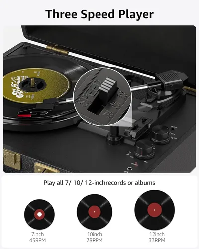 Vista 6 de Tocadiscos Bluetooth de entrada/salida con tocadiscos de altavoces