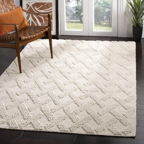 Vista 4 de SAFAVIEH Natura Collection - Alfombra decorativa de 2 x 3 pies, marfil y beige, hecha a mano, lana de Nueva Zelanda, ideal para zonas de alto
