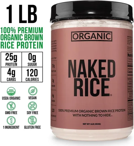 Vista 2 de Naked Rice 1 libra - Proteína orgánica de arroz integral, proteína vegana en polvo, sin OMG, sin gluten y sin soja. Proteína a base de plantas, sin