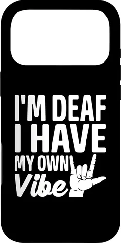 Vista 22 de Funda para iPhone 17 con texto en inglés «Sordo» con texto en inglés «Sordo» con texto «I'm Deaf. I Have My Own Vibe»