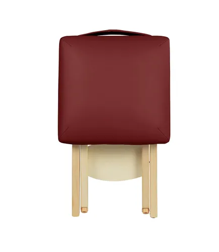 Vista 2 de Master Massage Tables Taburete de masaje plegable de madera ligero, color burdeos