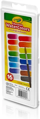 Vista 5 de Crayola Juego de pintura de acuarela (16 unidades), suministros escolares, pintura lavable para niños, 1 brocha, artes y manualidades