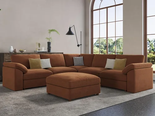 Vista 139 de EASE MOOSE Sofá modular verde seccional de gran tamaño en forma de L Pana verde