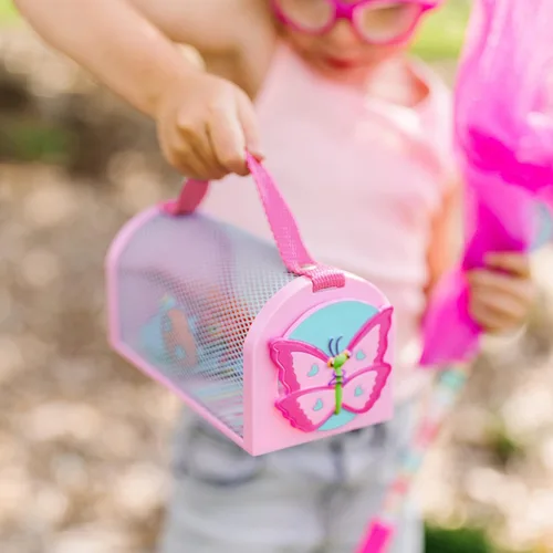 Vista 2 de Melissa & Doug casa de mariposas soleada parque lindo, juguete con correas para llevar y puerta de fácil acceso