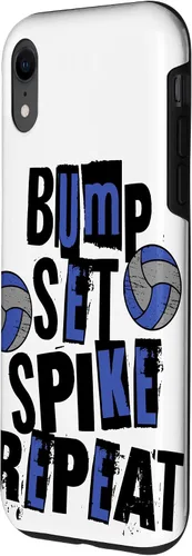 Vista 2 de iPhone XR Parents Girls Volleyball Bump Set Spike Repeat Blue & Black Case